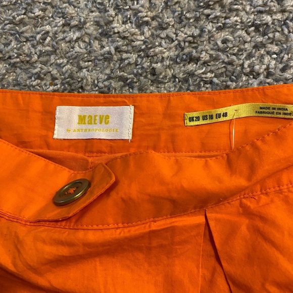 Anthropologie Maeve Orange Pleated Poplin Shorts | NWT | Size 16 - Picture 2 of 7